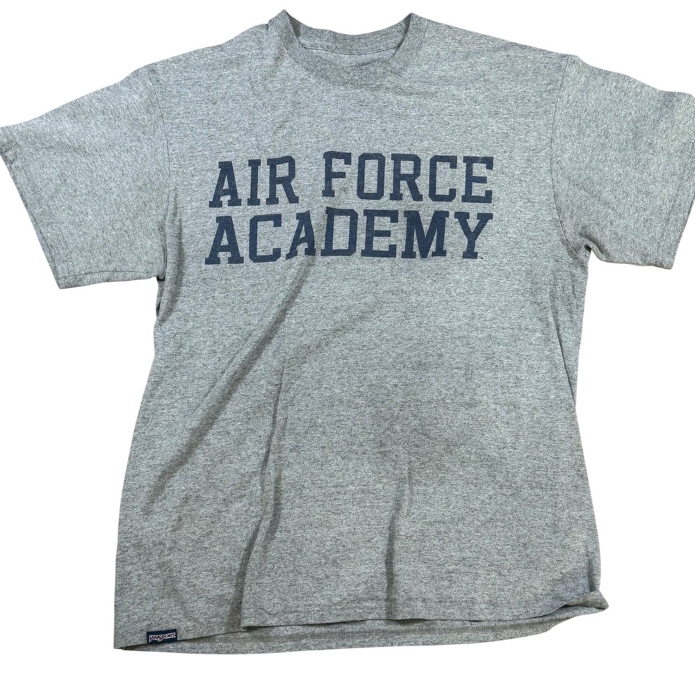 Vintage JanSport Air Force Academy T-Shirt Men Large Gray Graphic Collegiate Tee